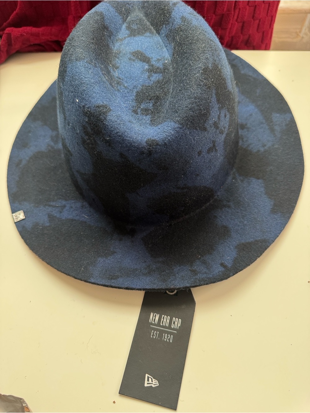 New Era Blue and Black Patterned Felt Fedora